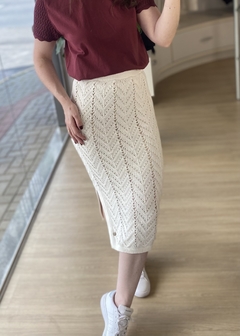 SAIA MIDI TRICOT BIAMAR OFF WHITE - comprar online