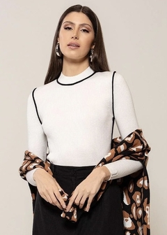 BLUSA CANELADA COM DETALHES BIAMAR OFF WHITE - comprar online