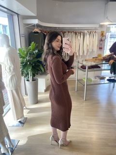 VESTIDO ALGODÃO CANELADO MARROM na internet