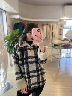 BLUSA BIAMAR AMPLA XADREZ COM PELE