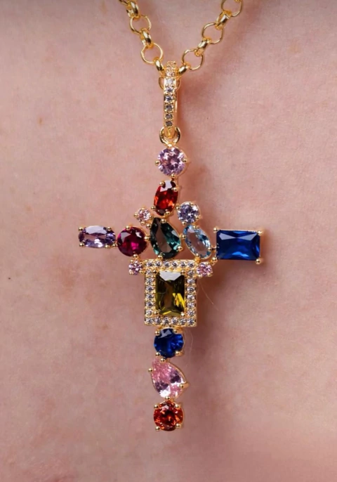 PINGENTE CRUZ COLORIDO MB 1355