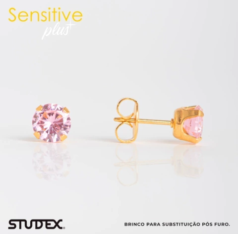 Brinco studex Sensitive Plus Rosa (original) 24k 6MM - comprar online