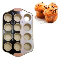 Molde Cupcakes Muffin X12 Teflon Asas Silicona Reposteria