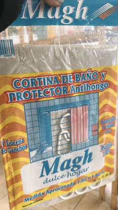 CORTINA DE BAÑO CON PROTECTOR Y 12 GANCHOS - tienda online