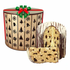 Caixa Natalina Redonda Decorada com Árvore de Natal com Chocolates Borússia