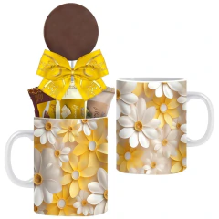 Caneca Tema Floral com Chocolates 2 Borússia Chocolates