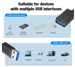 Cable de extensión USB de alta velocidad macho A hembra, extensor USB 3,0 tipo A. - comprar en línea