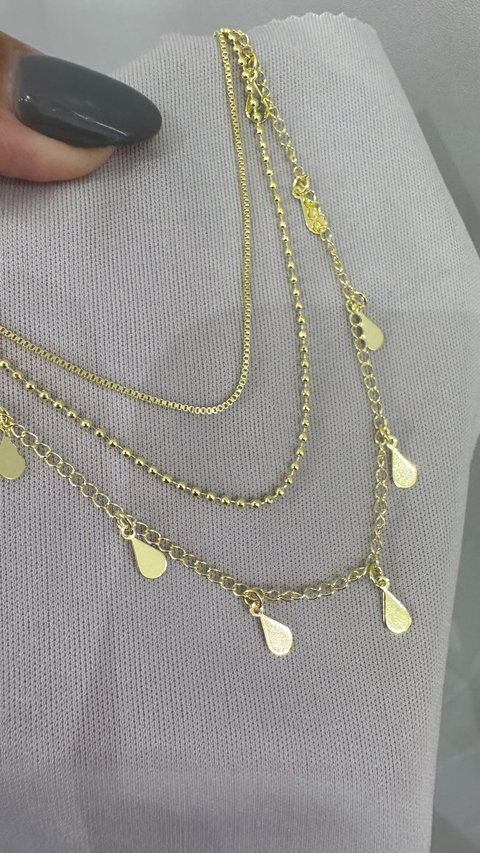 COLAR TRIPLO DOURADO 749
