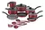Bateria De Cocina de Aluminio antiadherente 16 Piezas Color Rojo Con Antiadherente