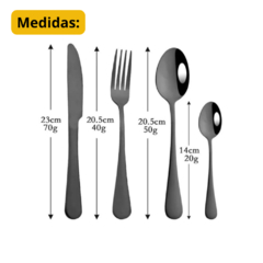 Juego De Cubiertos 24 Piezas Negro - comprar online