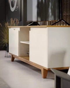 Rack Bancada Escritório Tv Até 55 Polegadas Flow Off/Freijó (51255) - VirtuoShop