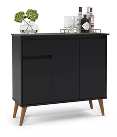 Aparador Buffet 3 Portas Veneza Multiuso Sala Jantar Preto (31620)