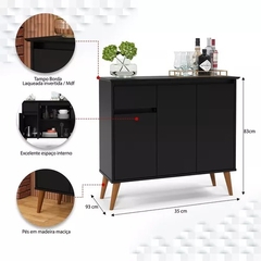 Aparador Buffet 3 Portas Veneza Multiuso Sala Jantar Preto (31620)