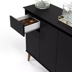 Aparador Buffet 3 Portas Veneza Multiuso Sala Jantar Preto (31620)