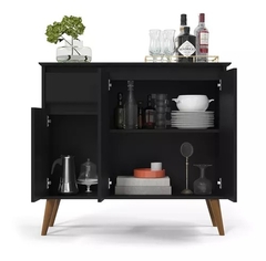 Aparador Buffet 3 Portas Veneza Multiuso Sala Jantar Preto (31620)