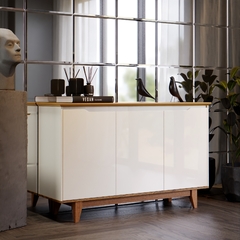 Aparador Buffet Armário 3.P Flow Sala Hall Jantar Off/Freijó (51555) - VirtuoShop