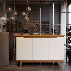 Aparador Buffet Armário 3.P Flow Sala Hall Jantar Off/Freijó (51555) - VirtuoShop