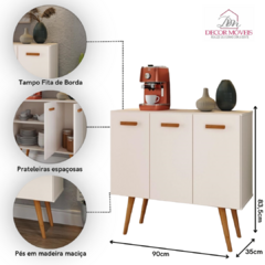 Buffet Aparador Balcão Sala de Jantar 3 Portas Fox Off White (FOX03) - comprar online