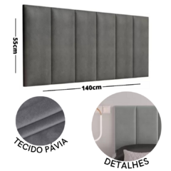 Cabeceira 1,40cm casal Estofada WA Quarto Cinza Decoração (WA140C)