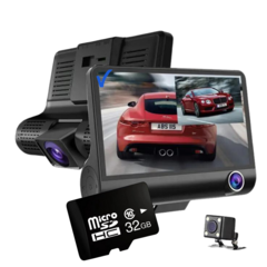Kit Tela 4' Veicular Interna Externa Uber Câmera Ré LED HD + 32gb (1070)