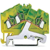 280-637, Borna de tierra para 3 conductores; 2,5 mm²; Marcaje central; para carril DIN 35 x 15 y 35 x 7,5; CAGE CLAMP®; 2,50 mm²; verde-amarillo; Caja con 100 pzs