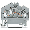 280-641, Borna de paso para 3 conductores; 2,5 mm²; Marcaje central; para carril DIN 35 x 15 y 35 x 7,5; CAGE CLAMP®; 2,50 mm²; gris; Caja con 100 pzs.
