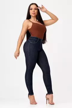 CALCA JEANS SKINNY BASICA MODELADORA CINTURA ALTA LEVANTA BUMBUM - AZUL ESCURO - (cod.16472 - comprar online