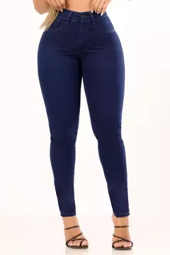 CALCA JEANS SKINNY BASICA MODELADORA CINTURA ALTA LEVANTA BUMBUM - AZUL ESCURO - comprar online