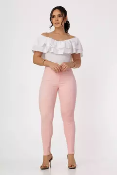 CALCA JEANS SKINNY BASICA MODELADORA CINTURA ALTA LEVANTA BUMBUM - COR ROSA (cod.16092) na internet