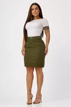 SAIA JEANS SECRETARIA CONFORT DE CINTURA INTERMEDIARIA - COR VERDE MILITAR - comprar online