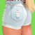 Short Jeans Feminino Cintura Alta com Detalhes Destroyed - Shop Estilo Modas