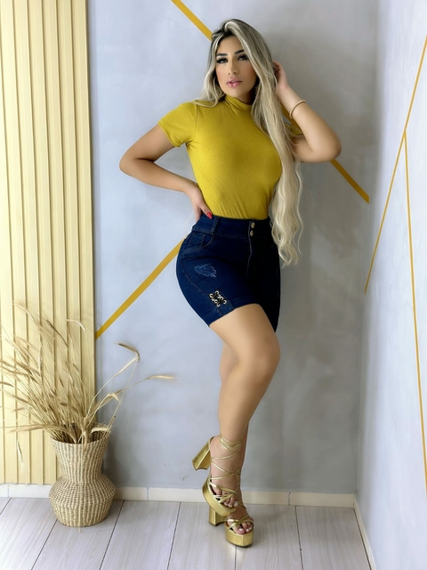 Blusa Feminina Manga Curta cor Mostarda: Estilo Quente