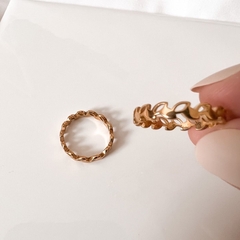 anillo laurel acero dorado