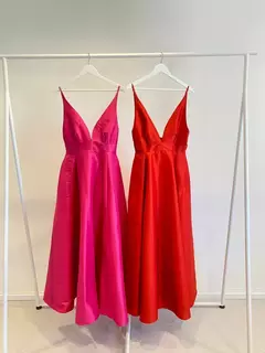 Vestido largo Shantung (UNICAMENTE EN FUCSIA) - Rush- Cuerpos Reales