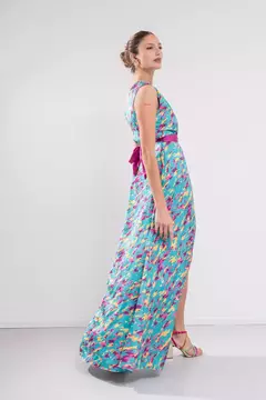 Vestido largo de seda estampado - tienda online