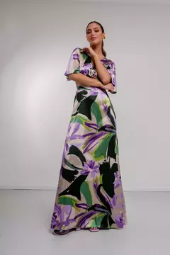 Vestido de seda estampado