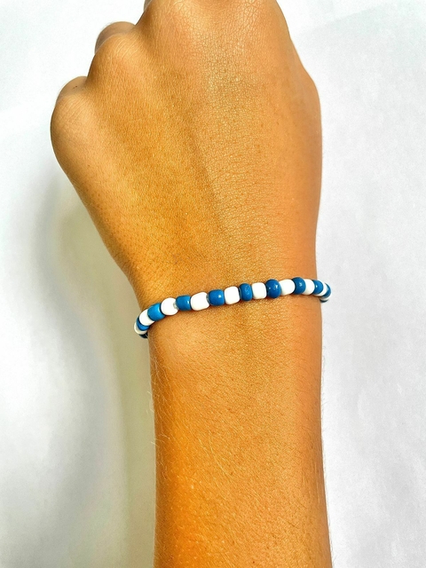 Pulseira de Miçanga Azul e Branca