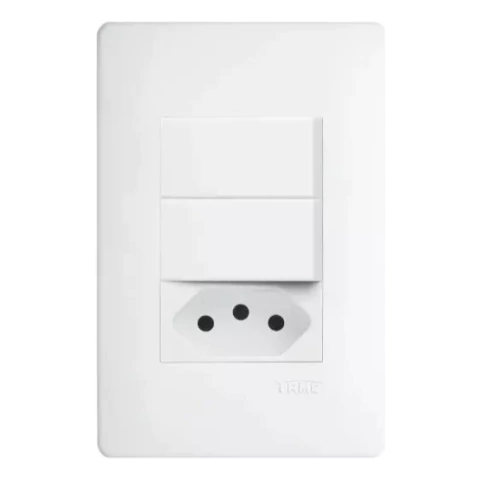 1 Interruptor Simples 16A/250V e 1 Tomada 2P+T 10A/250V Distanciados - Habitat Fame