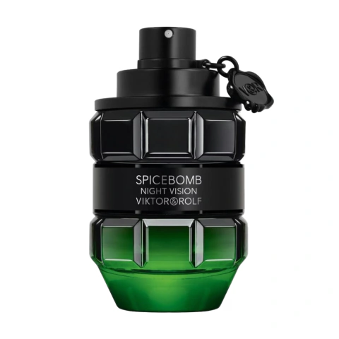 Perfume Spicebomb NightVision Viktor & Rolf 90ml frasco granada preto e verde neon, Fougère Aromático, concentração Eau de Toilette