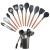 Conjunto de 12 utensílios de cozinha em silicone UtiliMax® na cor cinza, incluindo espátulas, colheres e um recipiente.