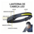 Lanterna de cabeça LED com sensor de movimento e recursos como troca de luz e exibição de energia.