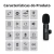 Imagem do microfone lapela sem fio Bluetooth BestMoments com características do produto dispostas em ícones.