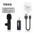Imagem mostrando os itens inclusos no Microfone Lapela Sem Fio Bluetooth Entrada P2 da BestMoments®, incluindo transmissor, receptor, cabo de carregamento e manual do usuário.
