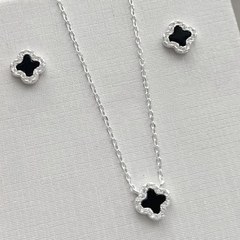 Conjunto Trevo Cravejado Ônix