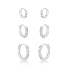 Trio de Argolas cravejadas - comprar online