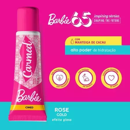 Carmed Hidratante Labial Barbie Rose Gold com Cor
