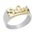 Anillo sello rectangular - Nombre en cursiva - Plata y oro