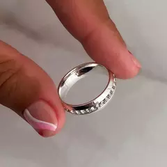 anillo con strass de acero blanco - comprar online