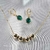 Conjunto Colar Esferas e Brinco com Zircônia Verde