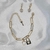 Conjunto Pulseira Cadeado e Brinco com Zircônia Coração Transparente - comprar online